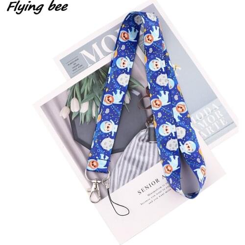 Flyingbee Cute Sloth Astronaut Cartoon Icons Style Key Chain Lanyard Neck Strap For USB Badge Holder DIY Hang Rope X1906