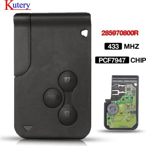Kutery Renault Megane II Scenic II Grand Scenic 2003-2008 433mhz PCF7947 Chip ID46 3 Button Remote PCB Ultrasonic 285970800R