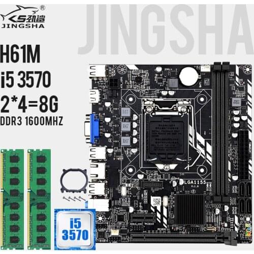 H61M LGA 1155 Motherboard Set with i5-3570 CPU and DDR3 2*4GB=8GB PC RAM 1600MHZ Support PCIE 8X USB 2.0