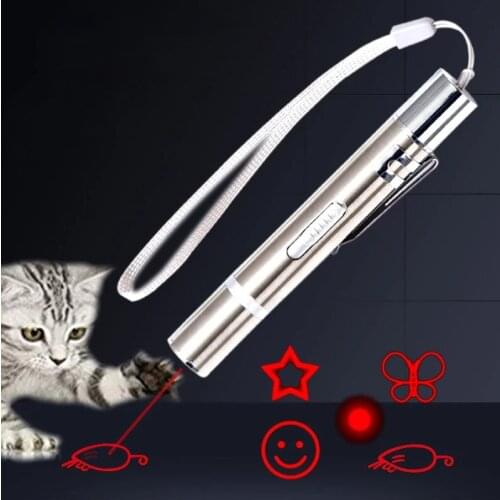 Cat Laser Pointer Teasing Cat Stick USB Charging 5 Different Patterns Funny Tease Kitten Dog Interactive Toy Cat Accessories