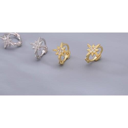 Fashion Simple Mini Zircon 8-star Earrings Are Suitable for Womens Gold-plated Ear Buckle and The Best Jewelry Gifts