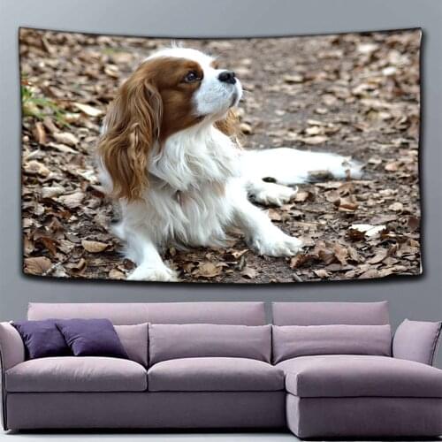 Dog Polyester Tapestry Wall Hanging For Bedroom Decor Camping Travel Mat Tablecloth