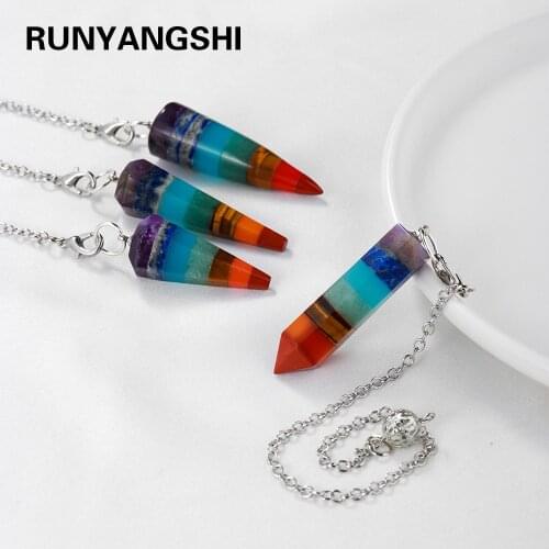 Natural Crystal Stone 7 Chakra Reiki Healing Quartz chakras pendulum Energy Point Stone Yoga treatment Crystal pendant