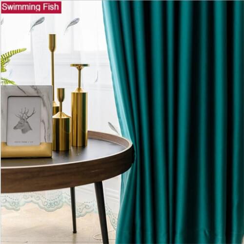 Nordic luxury silk blackout Deco curtain living room bedroom hotel fabric finished curtains custom drape Eyelets/Hook top