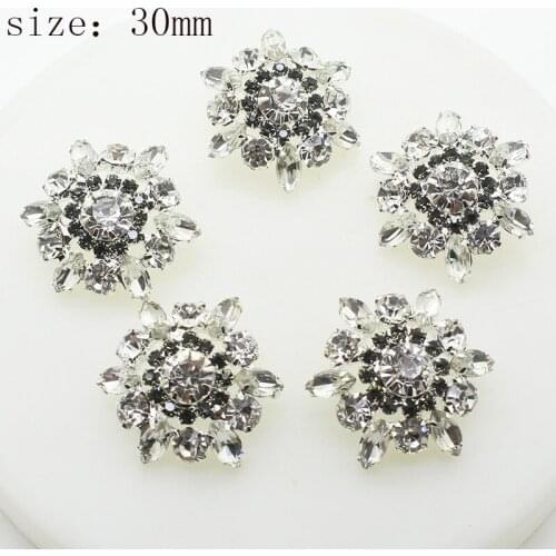 New 5pcs alloy flower clothing accessories button diy crystal Findings craft with buttonhole rhinestone Decorative buckle