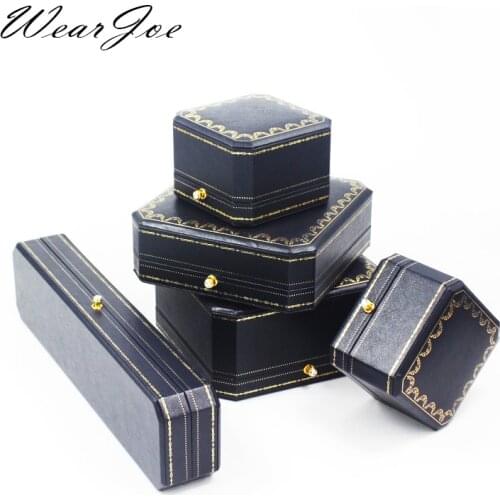 Jewellery Gift Ring Box Blue Red Leatherette & Velvet Storage Organizer Surprise Wedding Engagement Earring Ring Pendant Holder