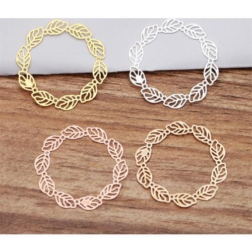 5pcs 29mm Vintage Round Hollow Flower Motif Charms Gold silver plated Flower Circle Jewelry Findings for DIY Making Craft