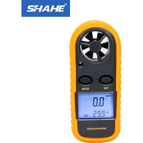 SHAHE Handheld Anemometer Wind Speed Meter 0-30m/s windmeter -10 ~ 45C Temperature Tester with LCD Backlight Display Anemometer