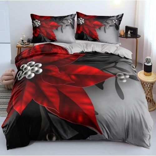 3D Floral Bedding set XMAS Duvet/Quilt/Comforter Cover sets Flower Bed Linen Merry Christmas Design Custom King Queen Full Size