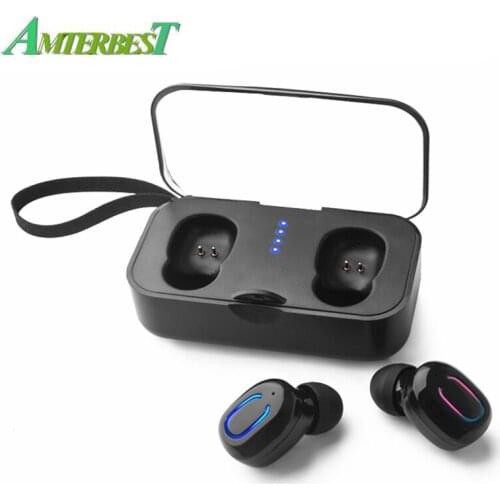 AMTERBEST TWS Mini Wireless Bluetooth 5.0 Earphones Stereo EarbudS Headset Headphones with Charging Case Mic for IOS Android