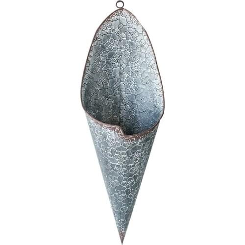 Vintage Iron Flower Pots Wall Hanging Plant Stand Flower Tub Green Plant Pastoral Decoration