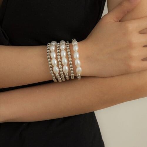 YOUVI 6PCS Pearl Bracelets on Hand Korea Fshion Vintage Women Bracelets Vangles Charm Wedding Party Hand Jewelry Set Chain Charm