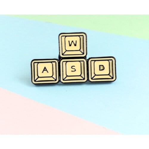 Yellow Keyboard WASD Brooch Game Direction Key Stereoscopic Perception Revivalism Accessories Bags adges Jewellery Gifts