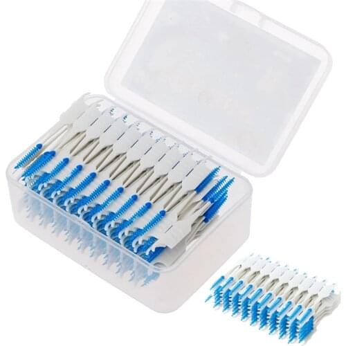 1 Set 120pcs Double Floss Head Hygiene Dental Silicone Interdental Brush Toothpick New Hot Selling