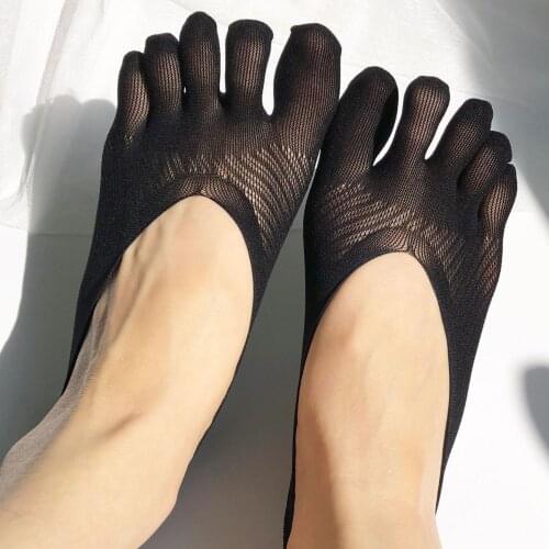 1Pair Women Five Toes Socks Breathable Velvet Ultra thin Five-finger Invisible Anti-skid Anti-friction Boat Sock Ankle Socks