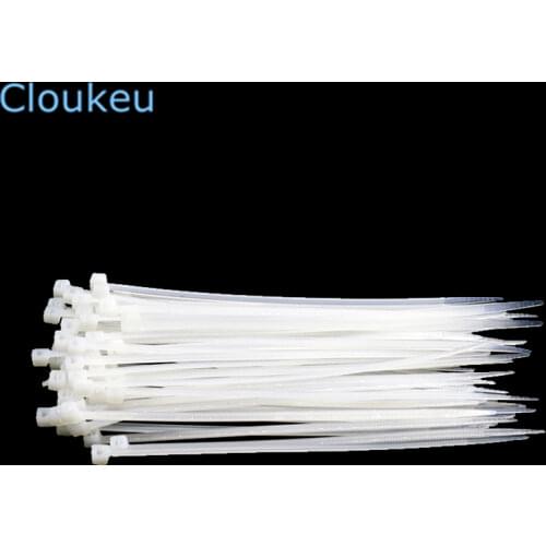 10Pcs) white 8*200mm Self-locking nylon cable tie Plastic wire harness tie wrap
