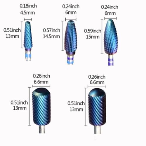 10PCS Nail Drill Bit Rainbow/Blue/Black Coating Tungsten Carbide Burrs Nail Cutter For Cuticle Manicure Drill Machine Nail Files