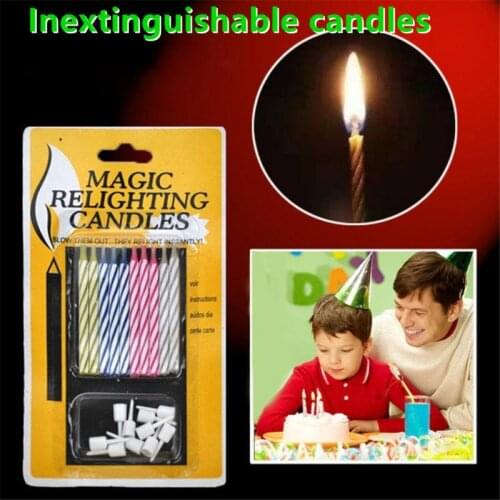 Ma gic Trick Relighting birthday candle joke Birthday Candles Gift Fun Cake Props Decor Colorful Wedding Home Party Decor 10pc
