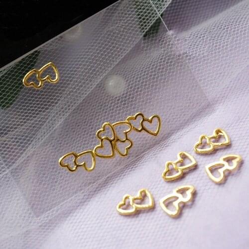 100pcs/lot Japanese 3D Alloy Hollow Heart Nail Art Rivets Metal Manicure Nail Art Accessories DIY Nail Decorations Nail Charms