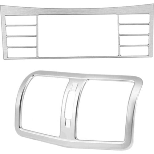 2 Pcs Car Back Rear Air Conditioner Outlet Vent Frame Cover Trim, ABS & Metal