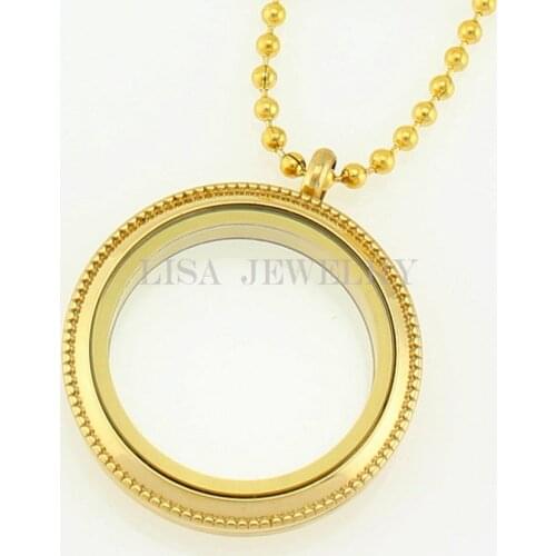 30mm gold round floating charms locket stainless steel glass Twist Screw floating lockets with 80CM Chain With 10pcs Charms
