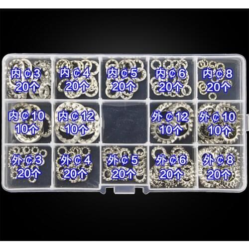 304# Stainless steel 14sizes inside and outside multi-tooth washer anti-skid lock gasket set Internal Assortment Kit Gasket