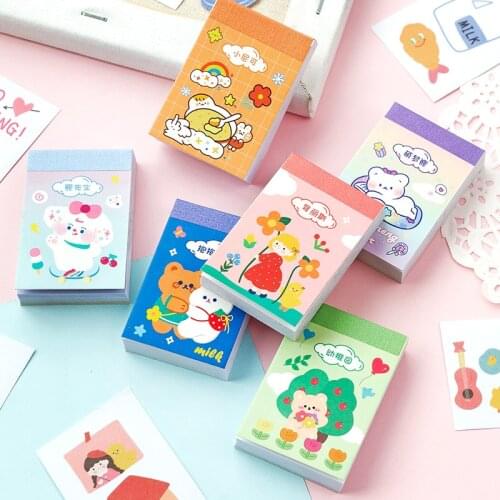 50 Sheet Kawaii Paper Book Stickers Cute Cartoon rabbit bear Decorative Sticker For Journal Diary Album