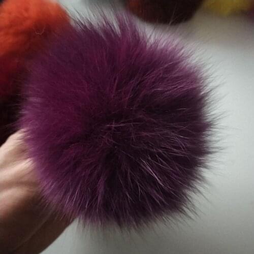 9cm Nature Genuine Fox Fur Ball Pom Pom Fluffy DIY Winter Hat Skullies Beanies Knitted Cap Pompoms TWF002-purple