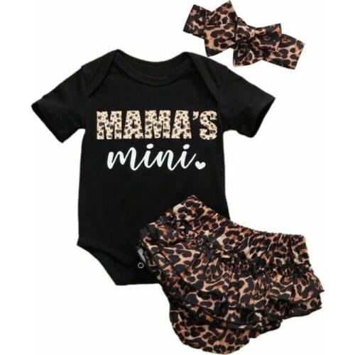 Pudcoco USPS Fast Shipping 0-24M Summer Newborn Baby Girl Leopard Outfit Clothes Romper Ruffle Shorts Headband