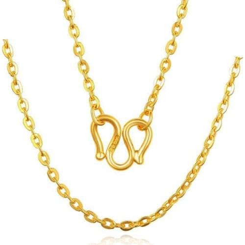 Solid 999 24K Yellow Gold Necklace Women O Link Chain Necklace Fashion Chain