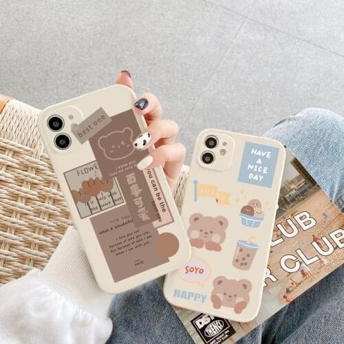 Cite Bear Animal Case For Samsung Galaxy M32 A22 A21s A51 A52 S21 S20 Ultra FE S30 Lite S11e S10 S9 Plus A32 A71 A30S A50s Capas