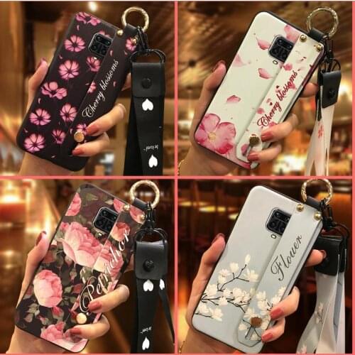 Flower Lanyard Phone Case For Xiaomi Redmi Note 9 Pro/Note 9 Pro Max/Note 9S/Poco M2 Pro Wrist Strap