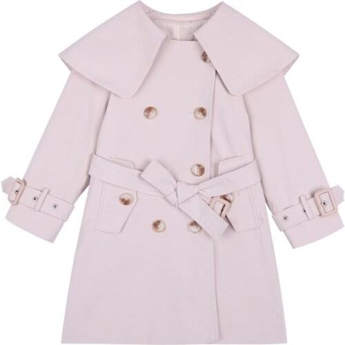 2021new Jackets for Girls Fashion Kids Girl Jacket Double Breast Windbreaker for Girl Children Jacket Girl Trench Coat Kids Coat