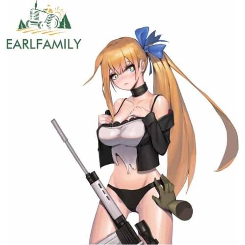EARLFAMILY 13cm 11.2cm For Girls Frontline Scratch-Proof Car Sticker Cartoon Decal Waterproof Vinyl Material For JDM SUV RV