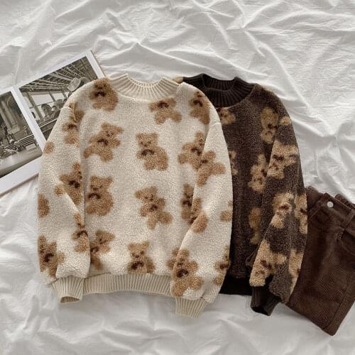 Kawaii Sweater Fall Winter 2021 Spring New Female Cute Bear Jumpers Tops Korean Fashion Casual O Neck Long Sleeve Pullovers Y2k