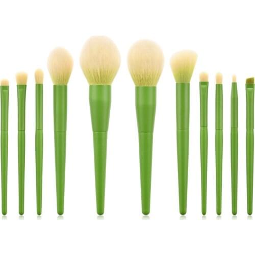 11Pcs makeup brushes Grass green wooden handle for Foundation Powder make up brushes кисти для макияжа beauty tools T11018