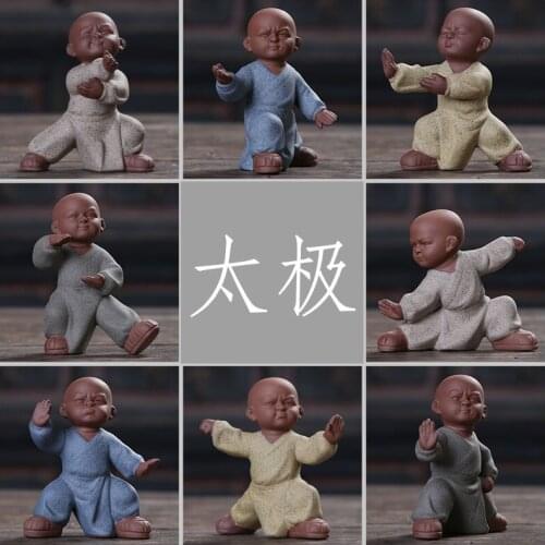 Chinese creative purple sand tea pet Kung Fu kid boutique purple sand tea furnishings boutique objects kung fu decoration