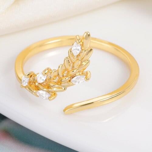 Wheat Ears Diamond Ring Female European And American Open Ring ins Tide Net Red Fashion Zircon niche design ring Jewelry BFF