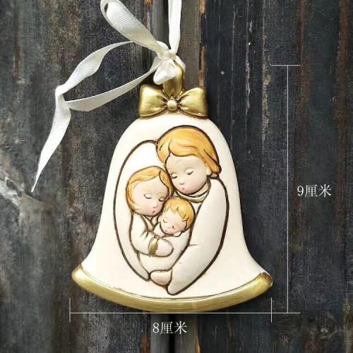 Catholic Holy Family of Three Exquisite Cartoon Resin Pendant Praying for girls pray Home Decoration Catholicism crafts gift