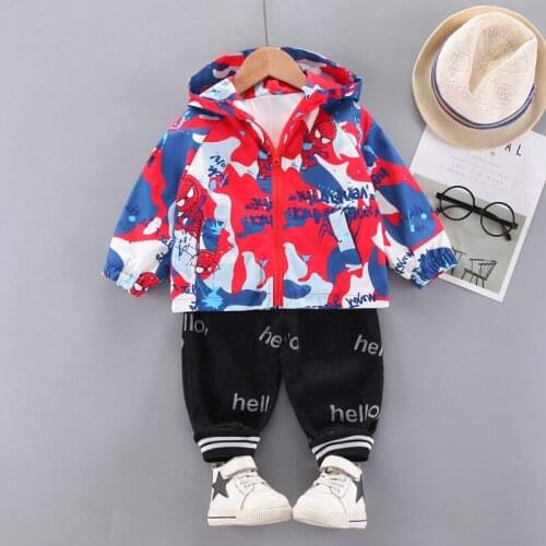 Baby Boys Clothing Sets Hooded Jacket+ Pants 2pcs Cartoon Animal Kids Boutique Outfit Sets for Fall Children Suits