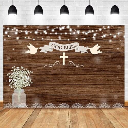 NeoBack Rustic Wood Backdrop God Bless White Dove Cross Photography Backdrops For Photo Studio White flower Photo Background