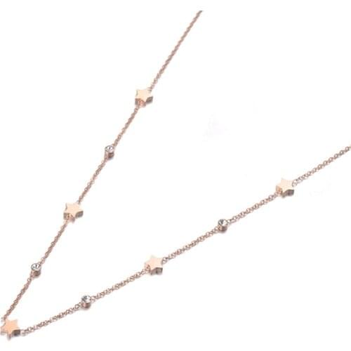 Fashion Bohemia Titanium Steel Star CZ Crystal Choker Necklace Beach Jewelry Pendant Chain Necklace For Women N19124