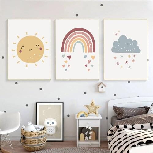Sun Star Cloud Poster Nursery Canvas Wall Art Print Rainbow Posters Painting Child Prints Nordic Wall Pictures Baby Room Decor