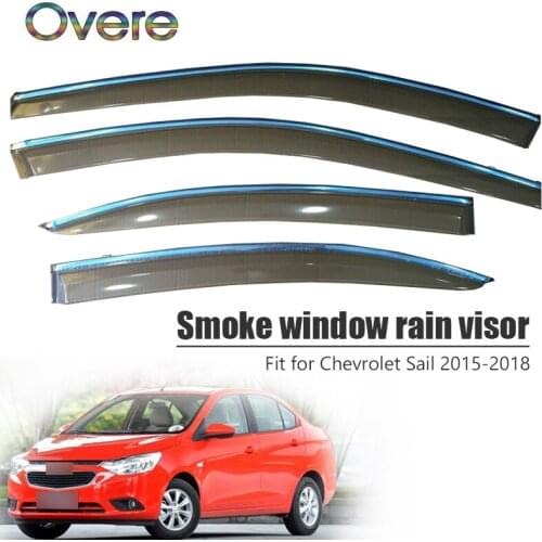 Overe 4Pcs/1Set Smoke Window Rain Visor For Chevrolet Sail 2015 2016 2017 2018 Styling Awnings Shelters Guard Accessories
