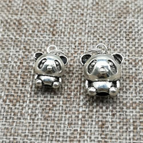 925 Sterling Silver Panda Charm Pendant 3D for Bracelet Necklace