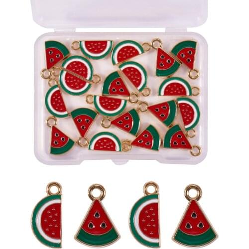 20Pcs/box Imitation Fruit Watermelon Slice Enamel Pendants Charms For Jewelry Making DIY Earrings Necklace Accessories