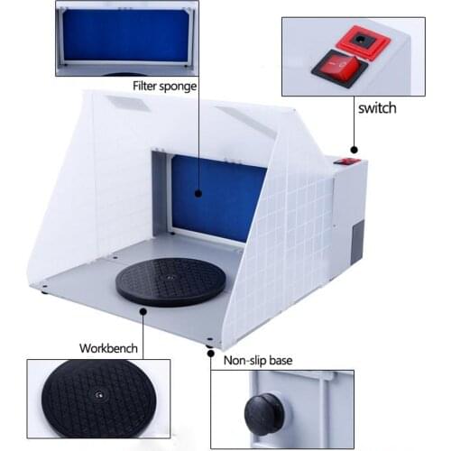Portable Professional Airbrush Spray Booth Kit with LED Light Airbrush Extractor Exhaust Filter Paint Kit for Model Crafts