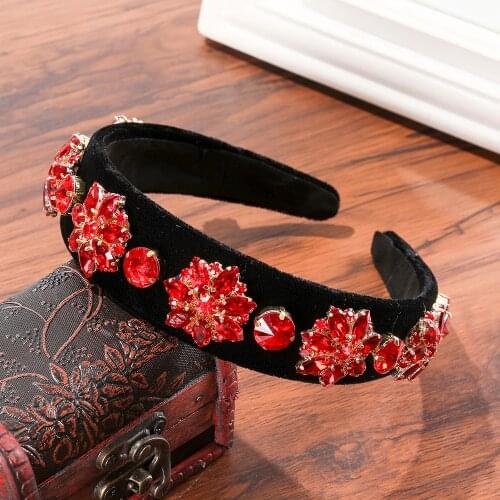 Haimeikang Baroque Rhinestone Geometry Gorgeous Headband Fashion Temperament Beautiful Rhinestone Flower Geometric Headband