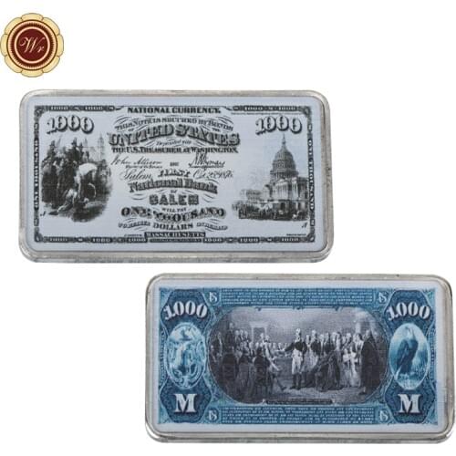 WR 1875 Year 999.9 Silver Plated Silver Bar American Color 1000 Dollar Currency Bill Note Bank Note Style Fake Bars