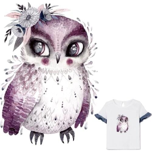 Iron-on Transfers Owl Cute Patches For Clothing Vinyl Thermo Stickers Applique Diy Heat Thermotransfer Stripes On Clothes Set